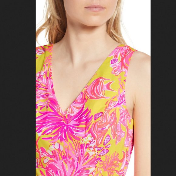 NWT Bri Cotton Midi Dress Calla Yellow Coral Floral Dress S - Picture 8 of 16